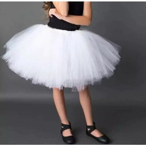 2021new Girls Pure White Fluffy Tutu Skirt Baby Birthday Party Solid Color Tulle Skirt Girls School Dance Clothes Children Skirt
