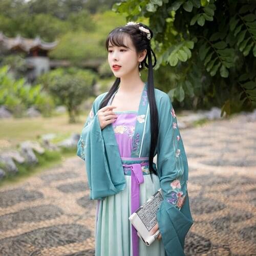 New Embroidery Green Tang Dynasty Traditional Chinese Clothing Elegant Costume Hanfu Robe Fairy Dress Carnival Outfits for Women