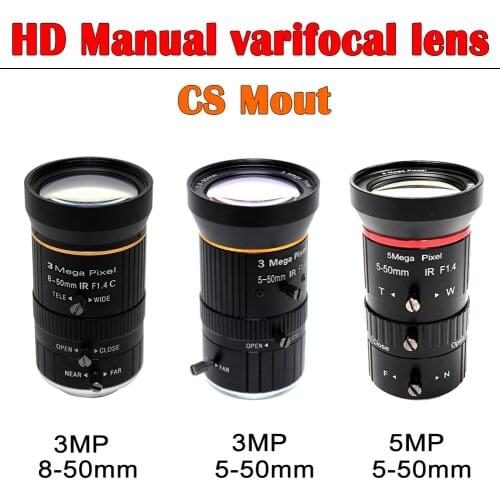 5.0 Megapixel 5-50mm 8-50mm 1/2 Manual Iris Varifocal CS Mount CCTV Lens With 650nm IR Filter For IP AHD USB BOX Security Camera
