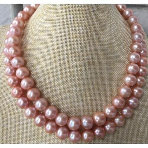 Single strands 10-12mm south sea pink pealr necklace 38inch 14k