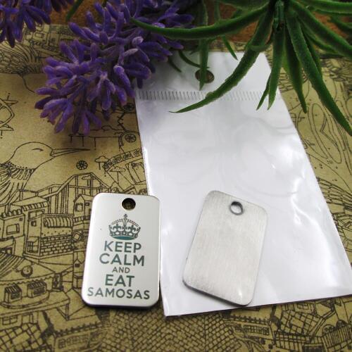 20pcs--"keep calm and eat samosas"stainless steel charms more style for choosing DIY pendants for necklace