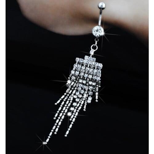 Tassel Navel Dangle Button Belly Ring Bar Body Piercing Jewelry