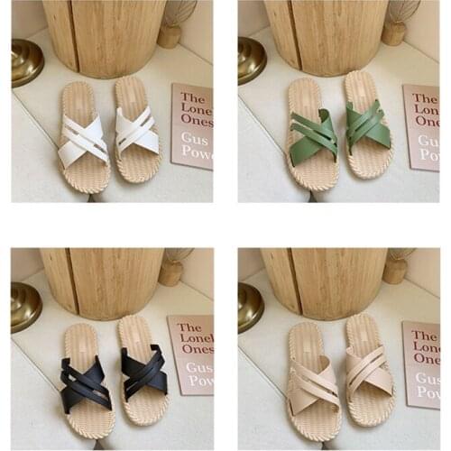 2020 summer new style sandals fashion flat grass rope bottom female flip-flops