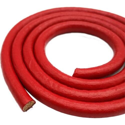 6mm Round Genuine Cow Hide Leather Cord Red for Jewelry Making