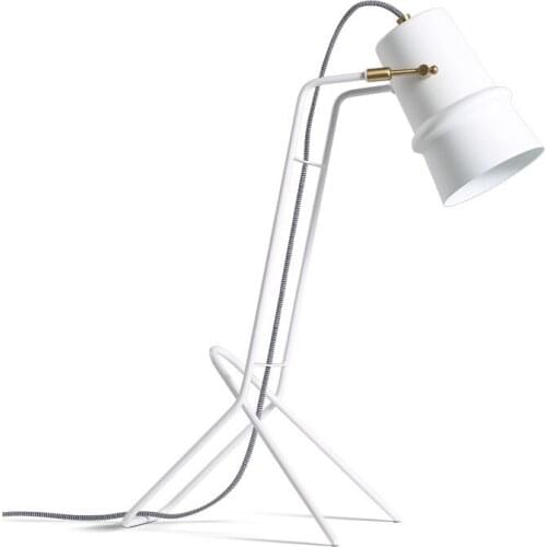 Nordic Design Industrial Iron Art Table Lamp Led E27 White Metal Desk Lights Reading Study Office Bedroom Bedside Living Room