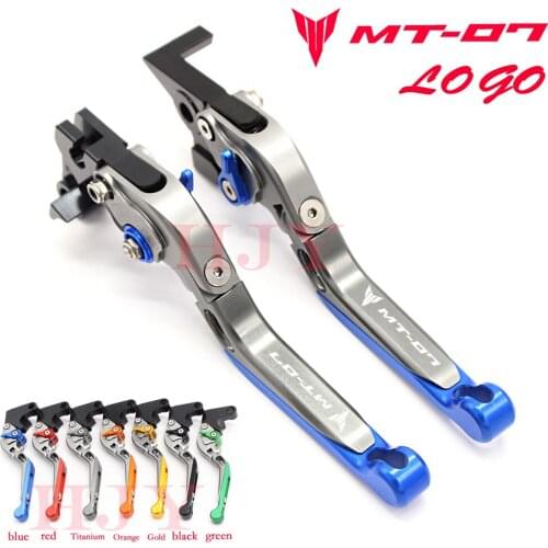 For Yamaha MT-07/FZ-07 2014 2015 2016 Laser Logo(MT-07) Black+Titanium CNC Folding Extendable Motorcycle Brake Clutch Levers