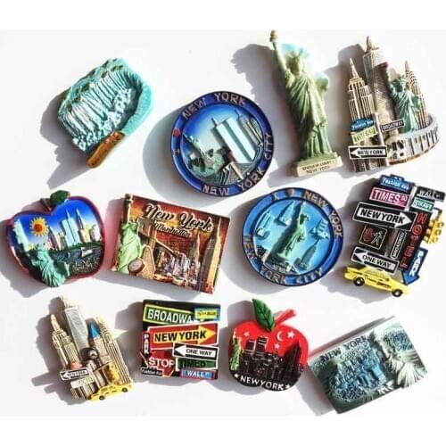 United States Travel Fridge Magnet Souvenir Set The Statue of Liberty Broadway Landmark of New York Magnets Refrigerator Decor