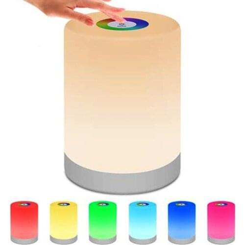 LED Night Light Portable Table Bedside Lamps Rechargeable Warm White Light and Color Changing RGB Smart Touch Colorful Lamp Gift