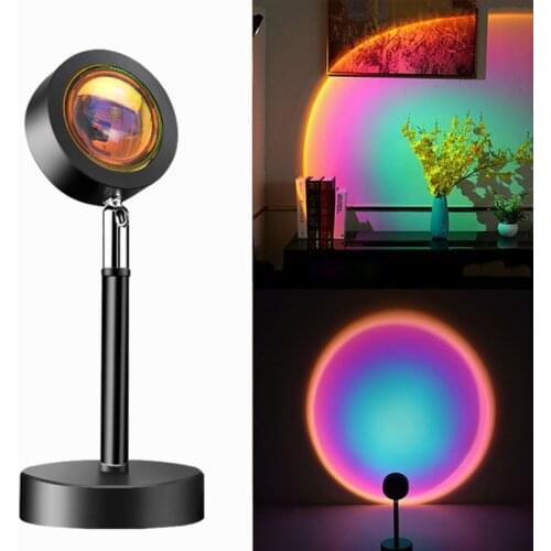 LED Sunset Projector Floor Night Light Rainbow Art Wall Decor Projection Lamp USB Sunset Red Atmosphere Room Decoration Lights