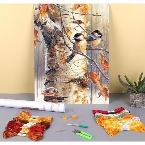 Animal Bird Printed Fabric 11CT Cross-Stitch DIY Embroidery Kit DMC Threads Handmade Painting Handiwork Knitting Decor