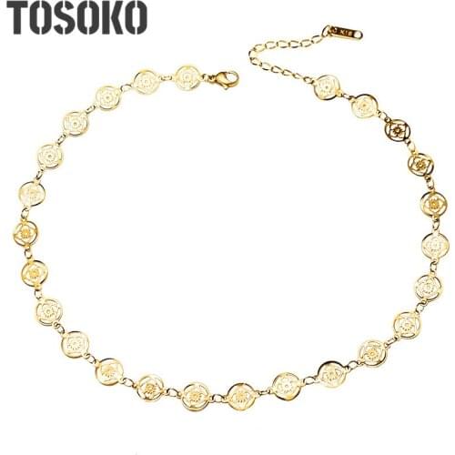 TOSOKO Fashion Jewelry Exquisite Small Lock Pendant Necklace Womens Fashion Clavicle Chain BSP408