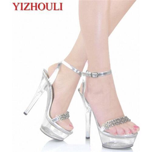 Gorgeous fashion bride wedding shoe 15 centimeters high heel sandals, followed by drilling holes and sexy womens shoes