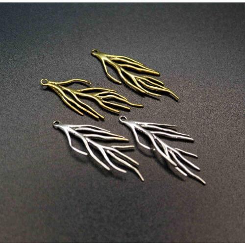 15x35mm antiqued gold antiqued silver plated brass tree branch DIY charm supplies findings 1800494