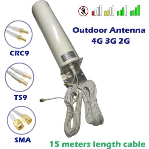 4G 3G Antenna Barrel Shape High Gain Omni-Directional SMA TS9 CRC9 Connecter 15meters Cable for Modem Booster Router Extender