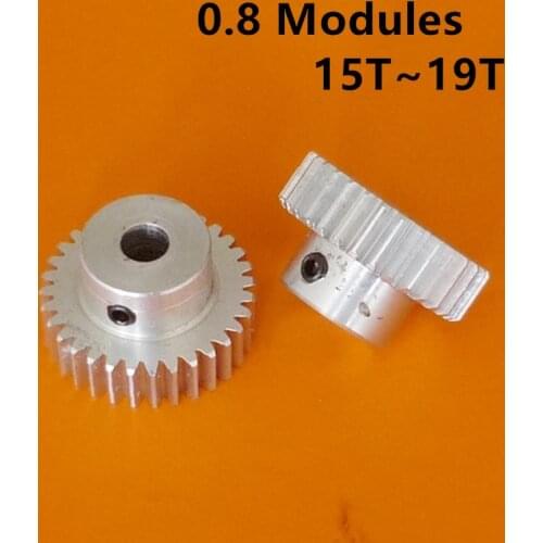 Aluminum Alloy Convex step gear 0.8 Modulus 15T-19T Tooth Hole 3/3.17/4/5/6/6.35/7/8mm Gear Accessories