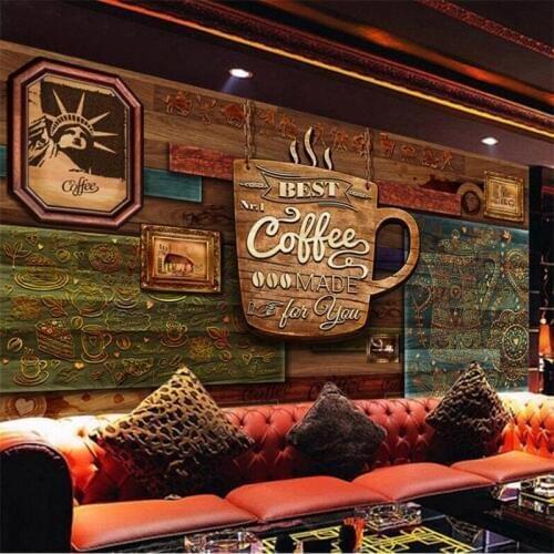 Wellyu Customized large murals fashion home improvement ultra HD hand-painted advanced retro cafe background wall wallpaper