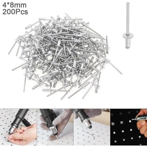 200pcs M4x8mm Rivet Gun Core Pulling Riveting Break Mandrel Nail Mushroom Head Polished Chrome Surface for Furniture Aircraft