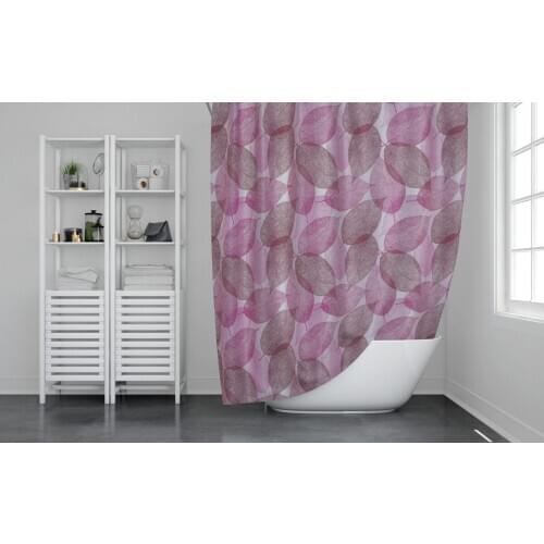 Zethome 3110 Leaf Shower Curtain Modern Design Polyester Fabric Waterproof Washable Mould (47"x78")