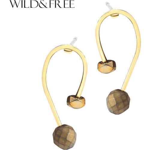 2017 New Arrival Minimalist Stone Stud Earrings Jewelry Gold Copper Geometric Stud Earrings For Women Fashion Jewelry Brincos