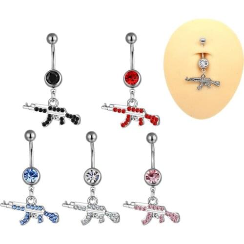 1Pcs Crystal Piercing Navel Alloy Rhinestone Belly Button Rings Navel Piercing Sexy Beach Navel Ring Body Belly Piercing Jewelry