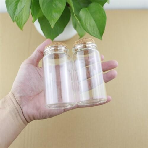 12pcs/lot 47*90mm 100ml Cork Stopper Glass Bottles Spicy Storage Jar Bottle Containers Glass spice candy Jars Vials DIY Craft