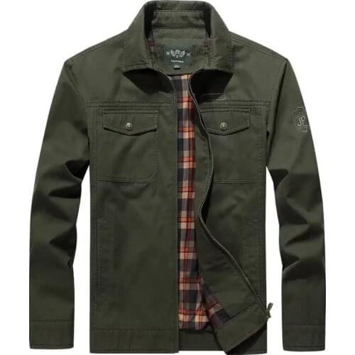 2018 spring and autumn new mens casual large size loose jacket cotton lapel jacket outdoor military uniform Jacket