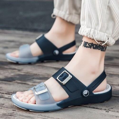 2021 New Summer 2 Way Wear Men Shoes Outside Non-slip Sandals Sun Beach Slippers For Boys Eur Size 40-45 Male Slip-on Slides