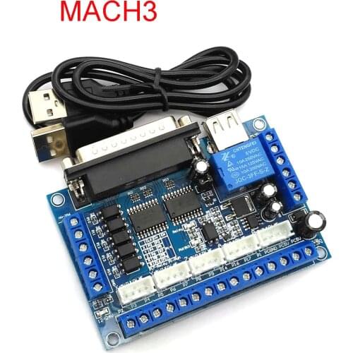 5 Axis CNC Breakout Board With USB Cable For Stepper Motor Driver MACH3 Parallel Port Control