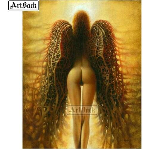 5d diy diamond painting sexy woman wings landscape full square 3d diamond mosaic girl home decoration sticker
