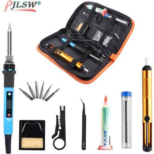 60W/80W Electric soldering iron temperature adjustable 220V 110V Welding Solder iron rework station soldering iron Tips kit Tool