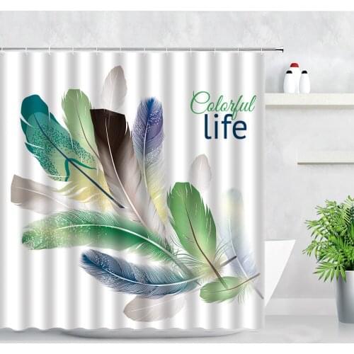 Abstract Hand Painted Colorful Feather Shower Curtains Cloth Bath Screen Dream Fashion Home Bathtub Decor Hooks Bathroom Curtain