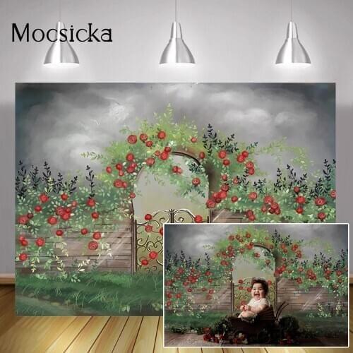 Abstract Garden Flowers Backdrop Spring Floral Children Birthday Cake Smash Portrait Photography Background Oil Painting Studio