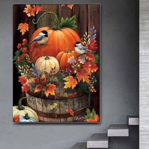 5D Diamond Painting Full Square/Round Pumpkin Sun Flower Bird Diamond Embroidery Rhinestone Art Cross Stitch Kit Hobby Gift