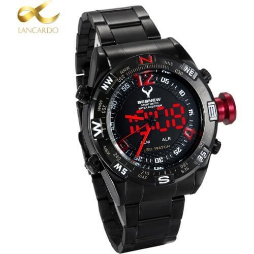 Men Military Dress Watches Lancardo Brand Dual Display Watch Men LED Digital Analog Electronic Quartz Watches Relogio Masculino