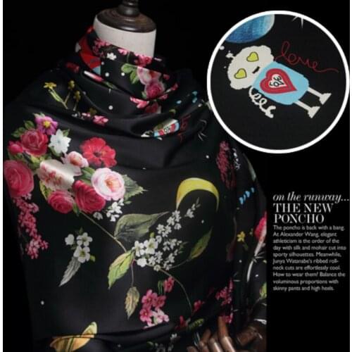 Digital inkjet stretch silk satin fabric smooth light soft shirt dress silk stretch fabric satin wholesale silk cloth