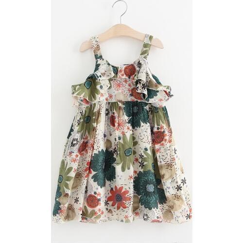 2019 children girls summer cool dress Kids cute sleeveless floral print thin cotton dress for girls 2-7 years
