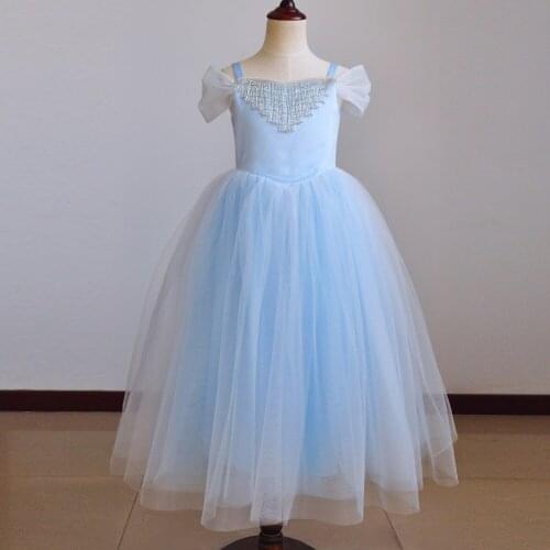 Popodion Dress for Girls Flower Girl Dresses Childrens Dresses Blue Tulle Beaded Baby Girl Dress FGD10130