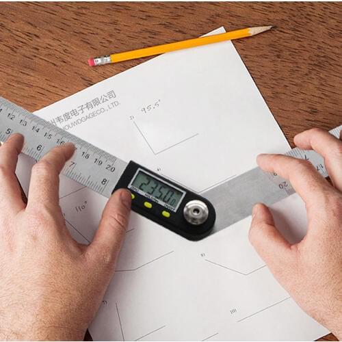Digital LCD Display Angle Ruler Stainless Steel Electronic Goniometer Protractor Measuring Tool with Hold and Zeroing Function