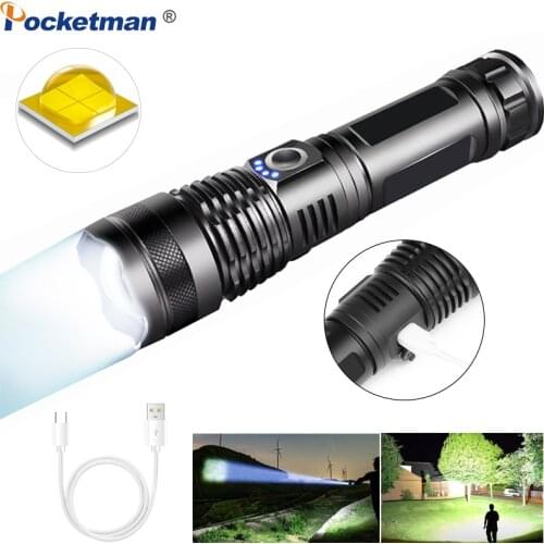 Xhp50 FlashLight Most Powerful Flash light 5 Modes Usb Zoomable Led Torch zaklamp 18650 Battery Camping,Fishing Drop Shipping