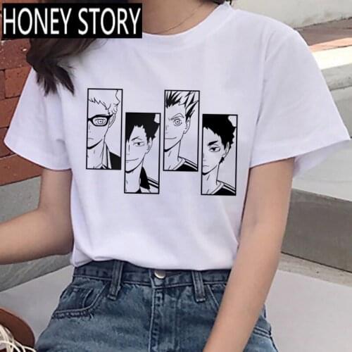 Women/Men Summer Tops Japanese Anime Haikyuu T Shirt Kuroo Cartoon T-shirt Summer Kawaii Fly High Graphic Printed Tees Male