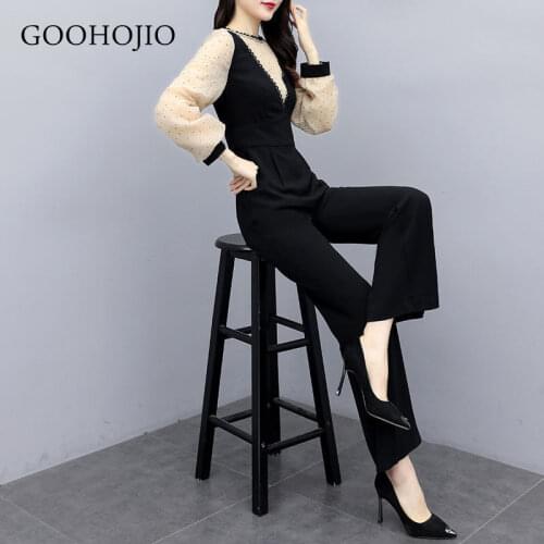 GOOHOJIO 2021 Spring Autumn New Temperament High Waist Jumpsuit Women Fashion Chic Jumpsuits Ladies Casual Rompers Women Suit