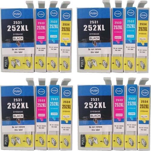 INK WAY 4 SETS of 252XL BK C M Y T2521XL compatible ink cartridge for WorkForce WF-3620 WF-3640 WF-7610 WF-7620 etc