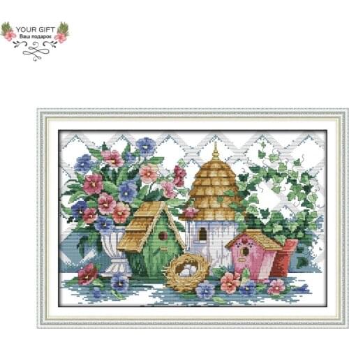 Joy Sunday Birds Nest Home Decor F655 14CT 11CT Counted Stamped Summer Home Needlepoints Embroidery Cross Stitch Kit