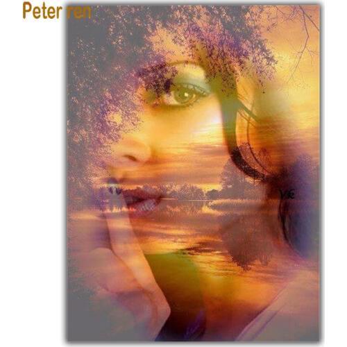 Diy Diamond painting cross stitch portrait Square\Round mosaic Rhinestone Full Diamond embroidery Beautiful girl in the woodse