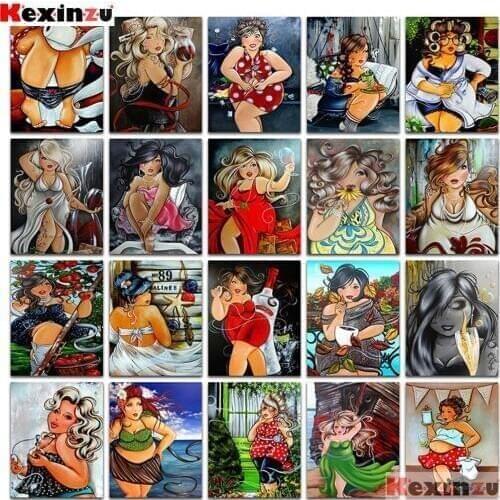 KEXINZU Full Square/Round 5D DIY Diamond Embroidery "Cartoon woman" Diamond Painting Cross Stitch Rhinestone 3D Decor Y44