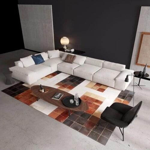 American style cowhide seamed rug , big size genuine cow skin fur carpet, plaid living room rug decorative villa rug SALES