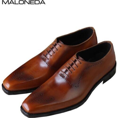 MALONEDA Bespoke Handmade New Fashion Oxford Business Shoes High Quality Genuine Leather Goodyear Welted Mens Flats Shoes
