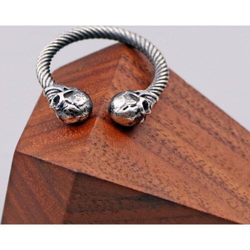 100% Real 925 sterling silver Black Engagement adjustable ring Double Skull for men women Fine jewelry Birthday Gifts Free Ship