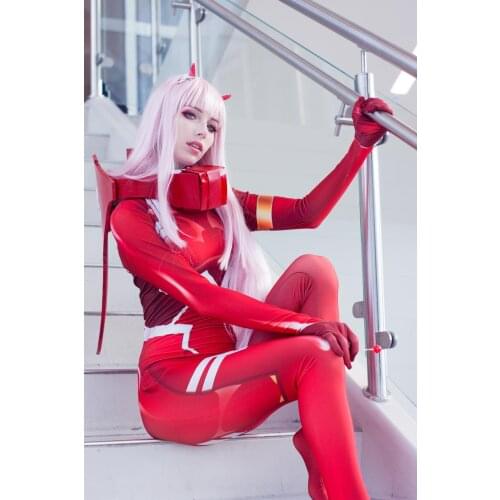 New Zero Two 02 DARLING in the FRANXX Cosplay Costume Anime Superhero Zentai Suit Halloween Bodysuit Adults Kids Jumpsuit