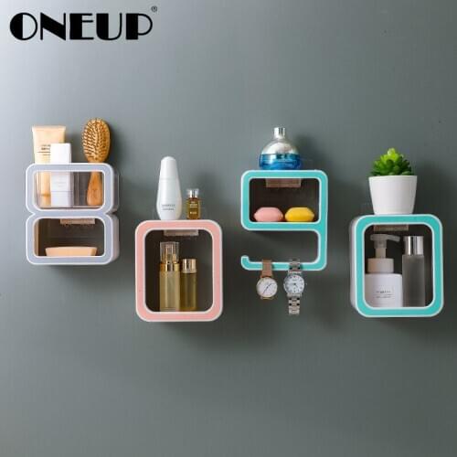 ONEUP Punch Free Drain Soap Holder Creative Number Shaped Soap Dishes Bathroom Waterproof Storage Box Home Bathroom Accessories